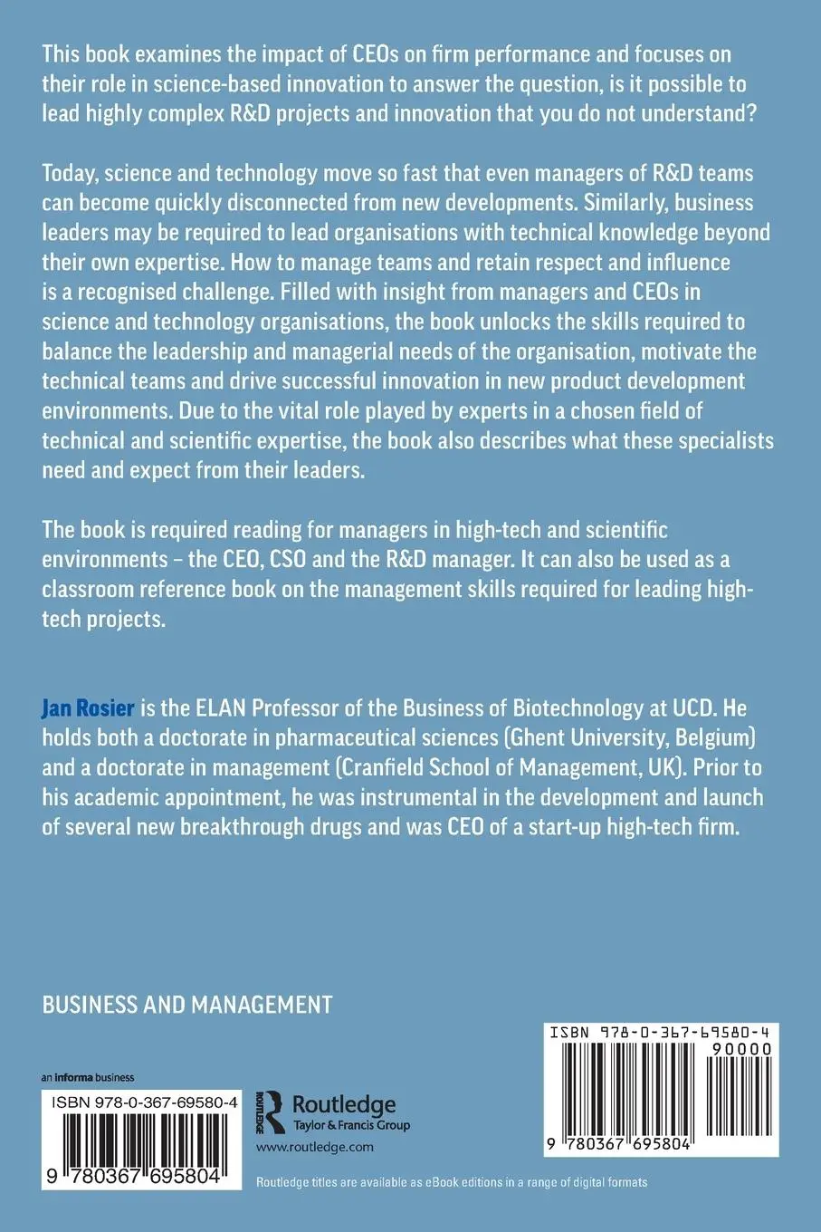 Rückseite: 9780367695804 | The High-Tech CEO | How to Lead R&amp;D When You're Not the Expert | Buch