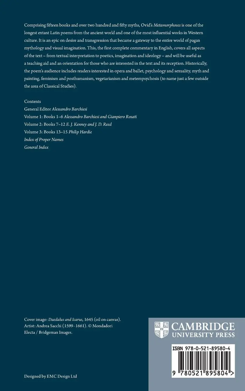 Rückseite: 9780521895804 | A Commentary on Ovid's Metamorphoses | Alessandro Barchiesi (u. a.)