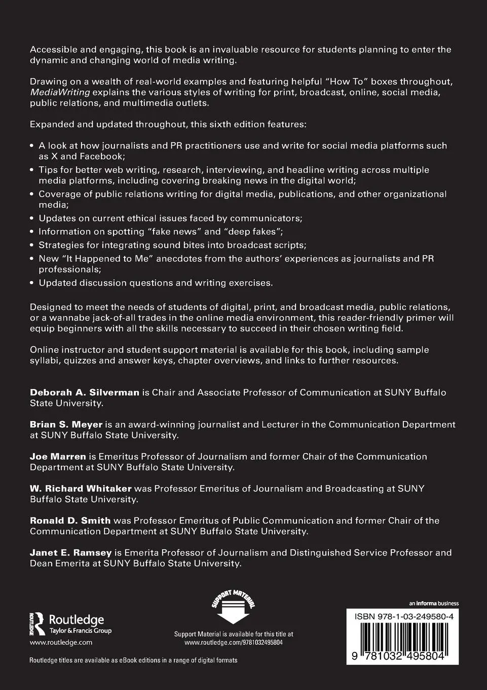 Rückseite: 9781032495804 | MediaWriting | Print, Broadcast, Online, and Public Relations | Buch