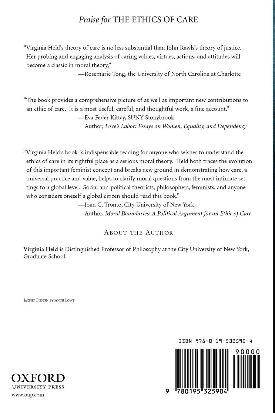 Rückseite: 9780195325904 | The Ethics of Care | Personal, Political, and Global | Virginia Held