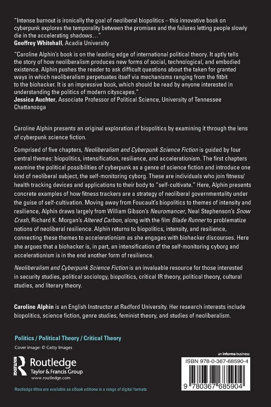 Rückseite: 9780367685904 | Neoliberalism and Cyberpunk Science Fiction | Caroline Alphin | Buch