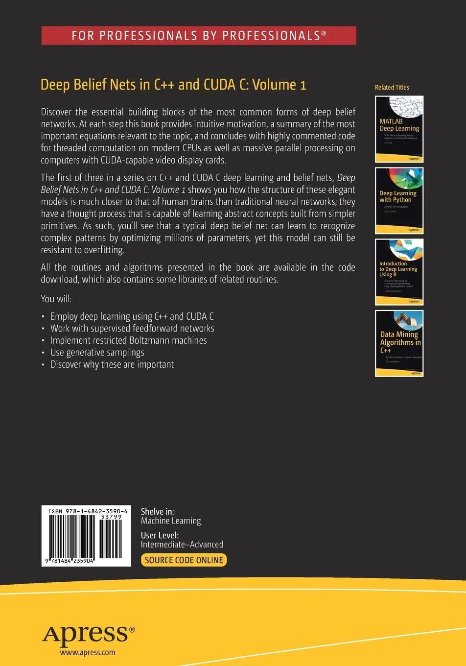 Rückseite: 9781484235904 | Deep Belief Nets in C++ and CUDA C: Volume 1 | Timothy Masters | Buch