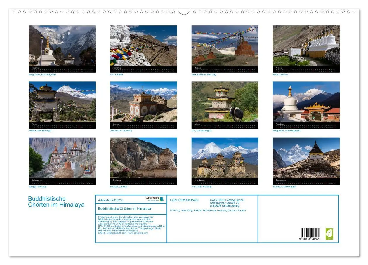 Bild: 9783516015904 | Buddhistische Chörten im Himalaya (Wandkalender 2026 DIN A2 quer),...