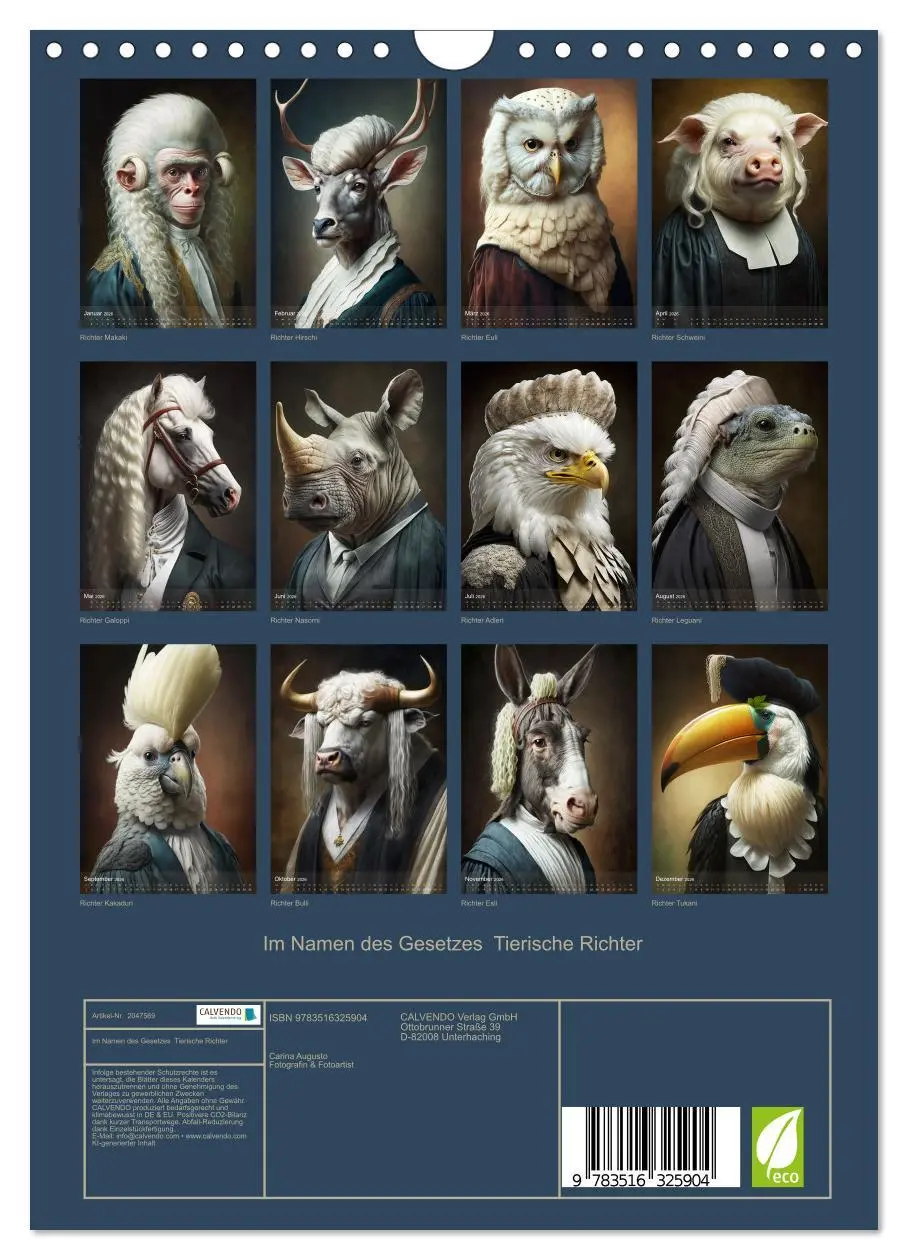 Bild: 9783516325904 | Im Namen des Gesetzes Tierische Richter (Wandkalender 2026 DIN A4...