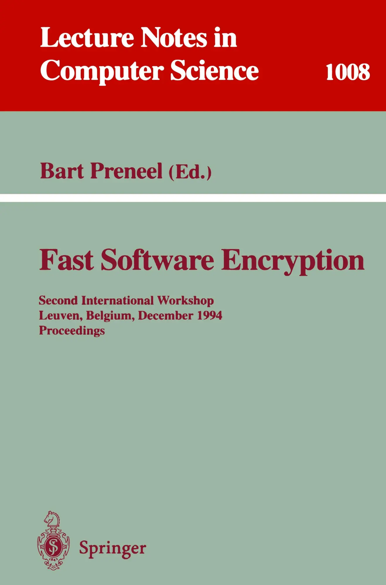 Cover: 9783540605904 | Fast Software Encryption | Bart Preneel | Taschenbuch | ix | Englisch