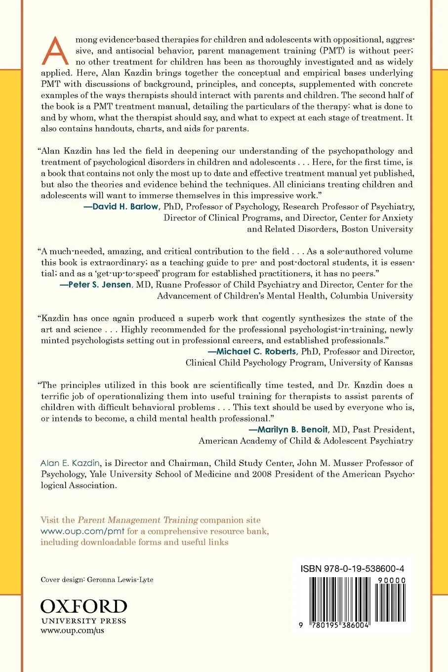 Rückseite: 9780195386004 | Parent Management Training | Alan E. Kazdin | Taschenbuch | Englisch