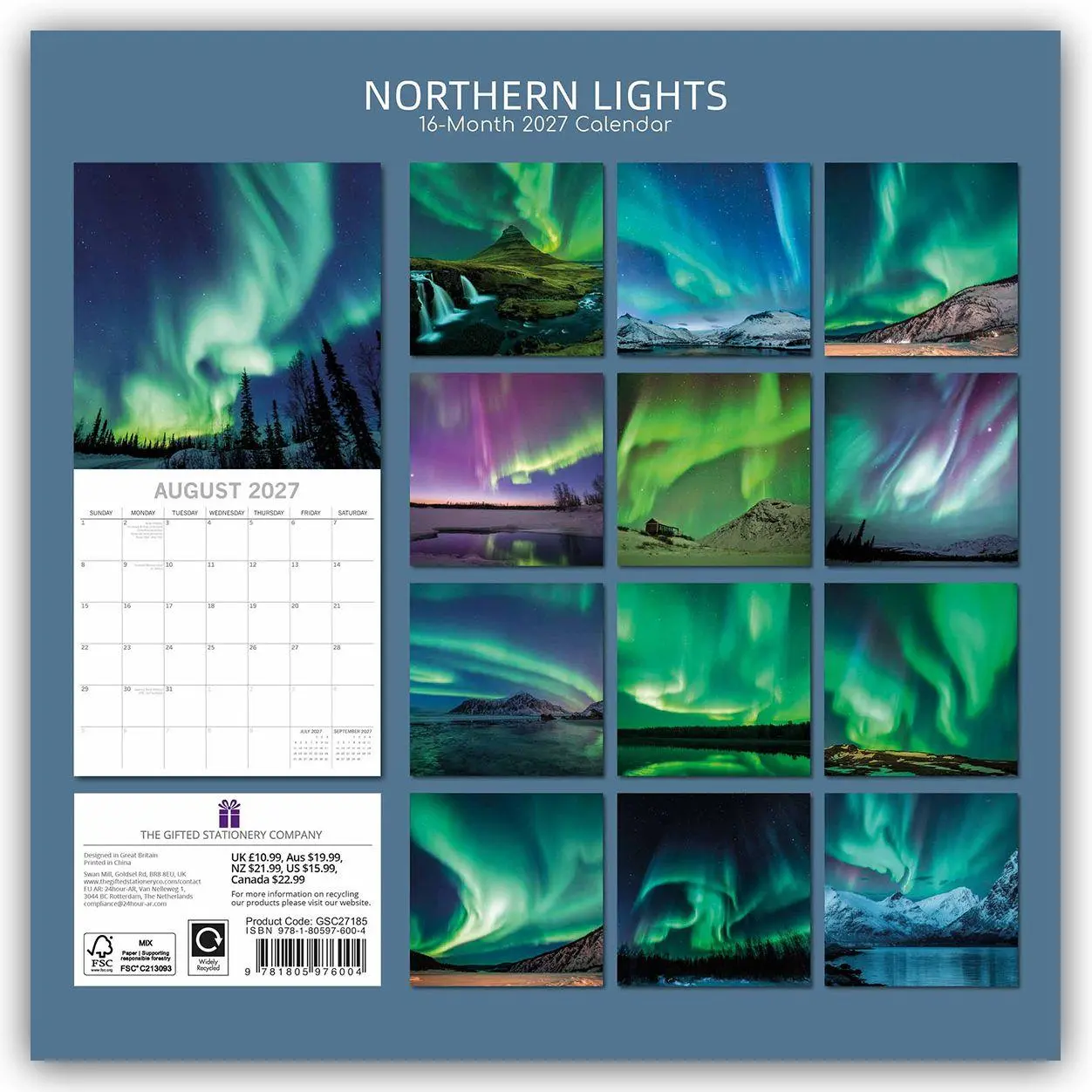 Rückseite: 9781805976004 | Northern Lights - Nordlicht - Aurora Borealis 2027 - 16-Monatskalender