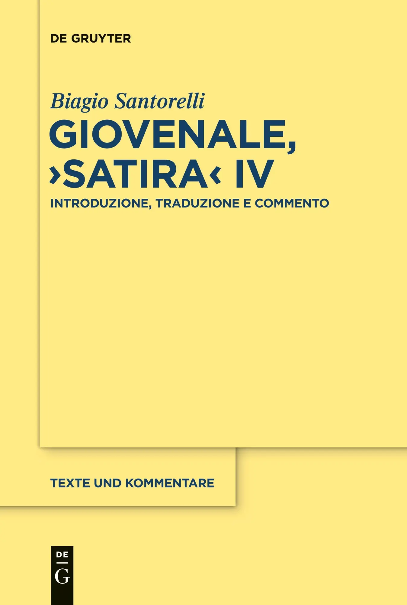 Cover: 9783110756104 | Giovenale, "Satira" IV | Introduzione, Traduzione e Commento | Buch