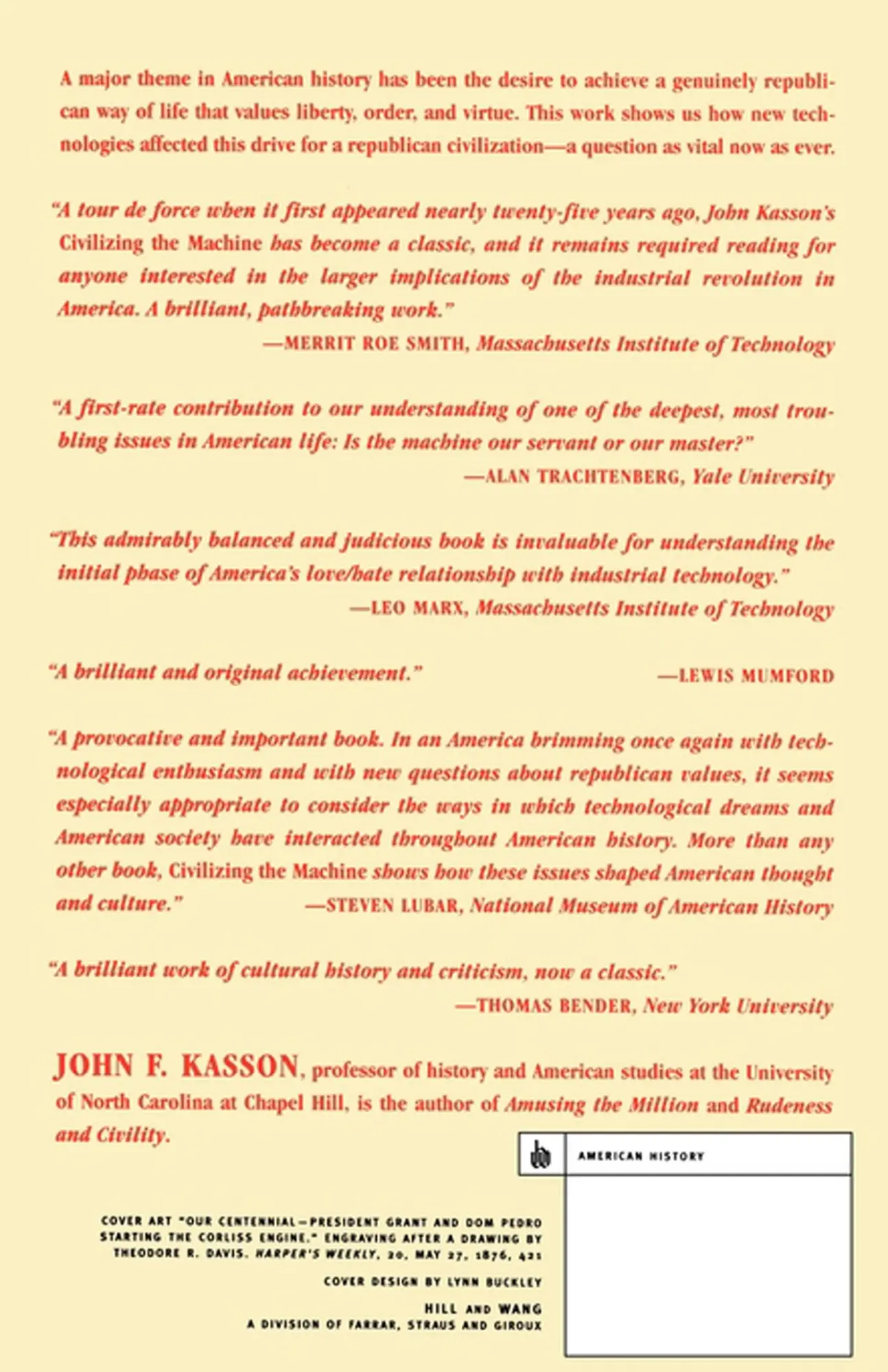 Rückseite: 9780809016204 | Civilizing the Machine | John F. Kasson | Taschenbuch | Englisch