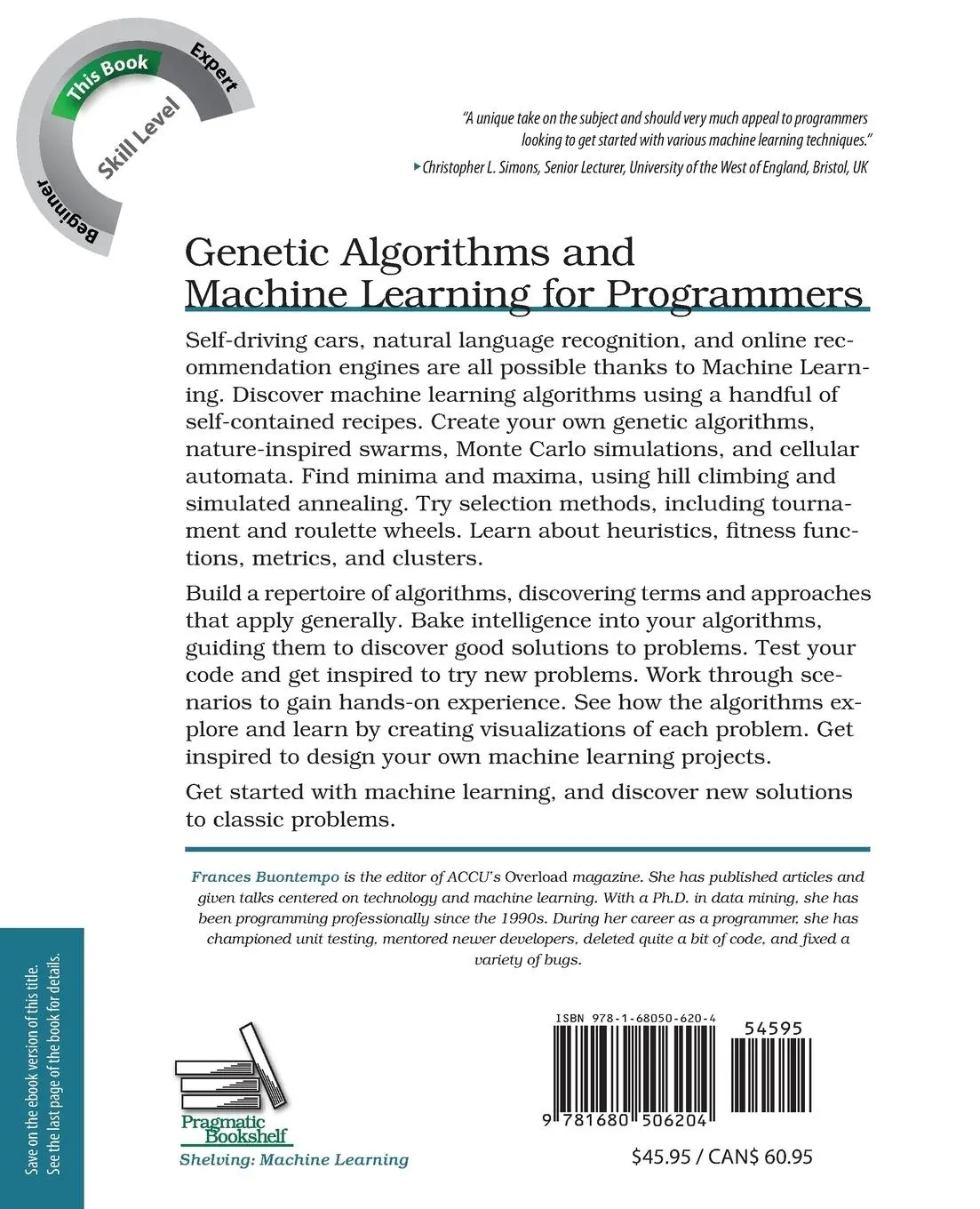 Rückseite: 9781680506204 | Genetic Algorithms and Machine Learning for Programmers | Buontempo