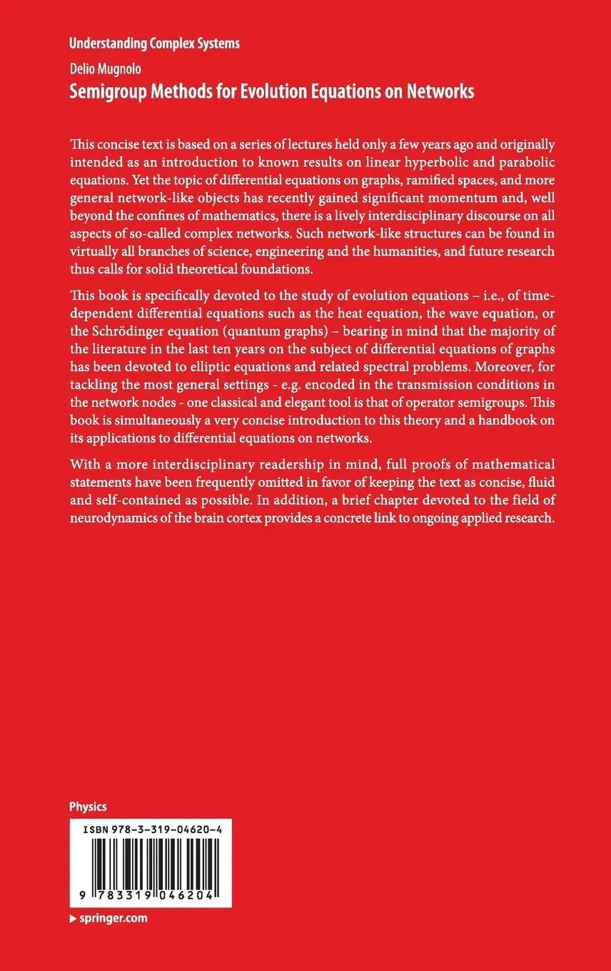 Rückseite: 9783319046204 | Semigroup Methods for Evolution Equations on Networks | Delio Mugnolo