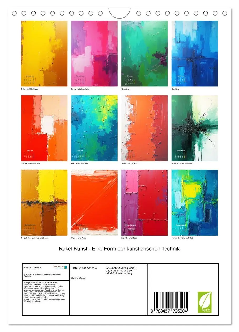 Bild: 9783457726204 | Rakel Kunst - Eine Form der künstlerischen Technik (Wandkalender...