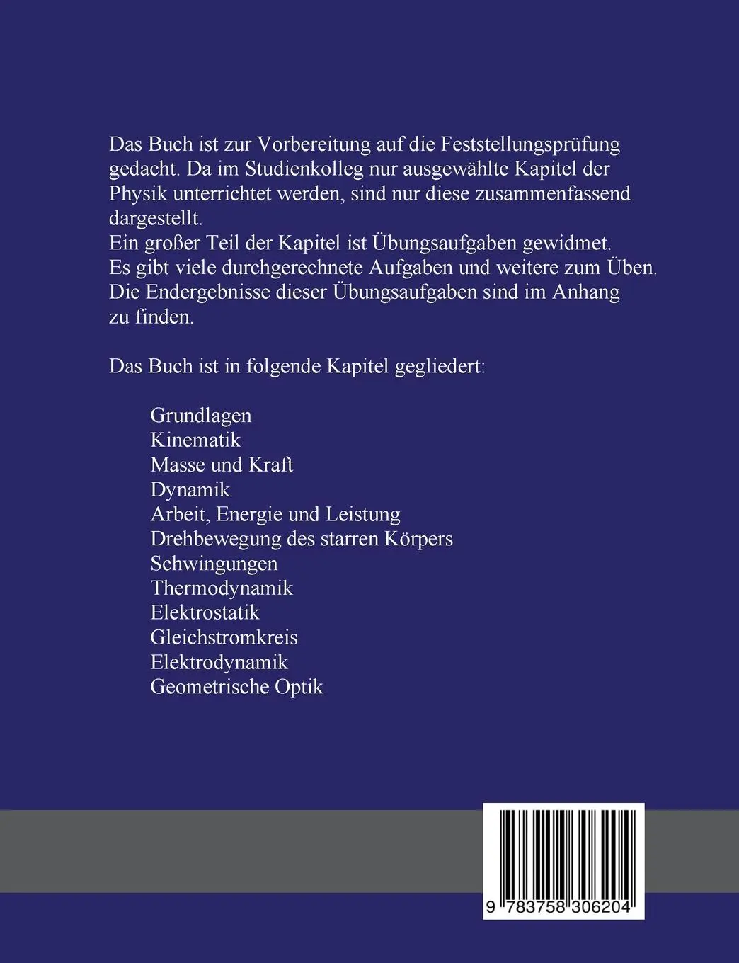 Rückseite: 9783758306204 | Physik im Studienkolleg | Eva Lübbe | Taschenbuch | 240 S. | Deutsch