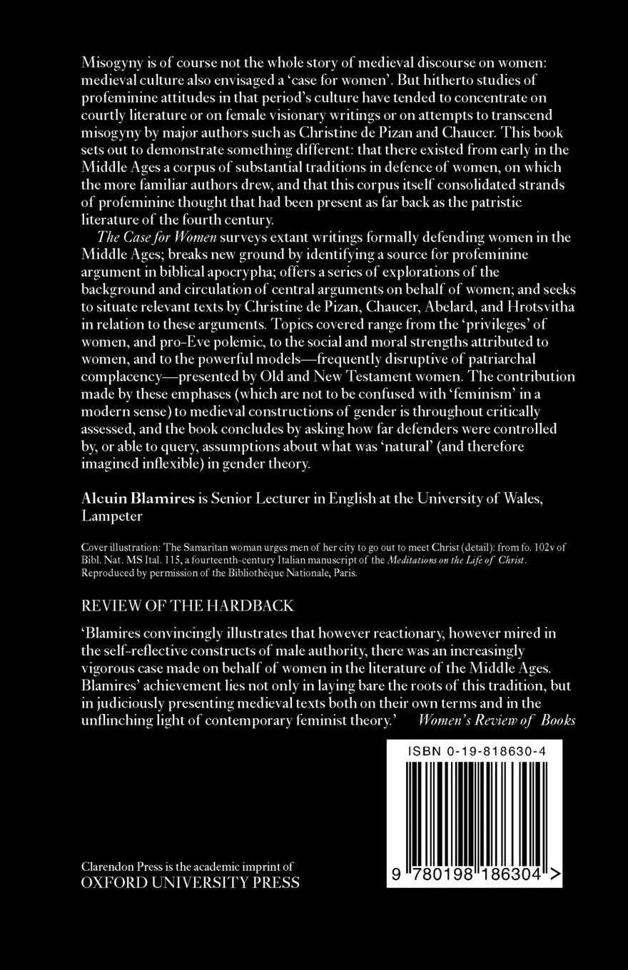 Rückseite: 9780198186304 | The Case for Women in Medieval Culture | Alcuin Blamires | Taschenbuch