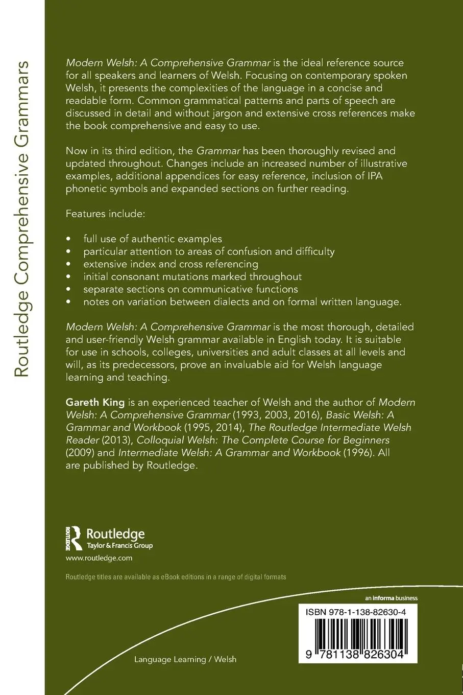 Rückseite: 9781138826304 | Modern Welsh | A Comprehensive Grammar | Gareth King | Taschenbuch