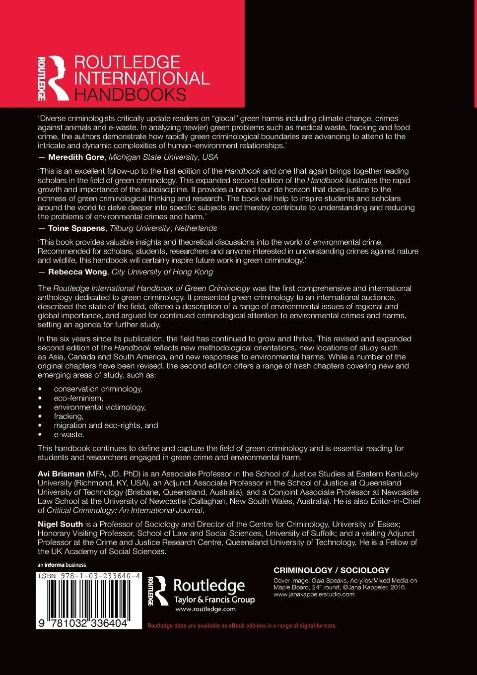 Rückseite: 9781032336404 | Routledge International Handbook of Green Criminology | South (u. a.)