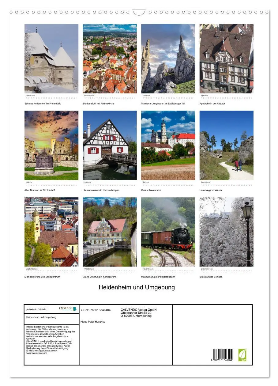 Bild: 9783516346404 | Heidenheim und Umgebung (Wandkalender 2026 DIN A2 hoch), CALVENDO...
