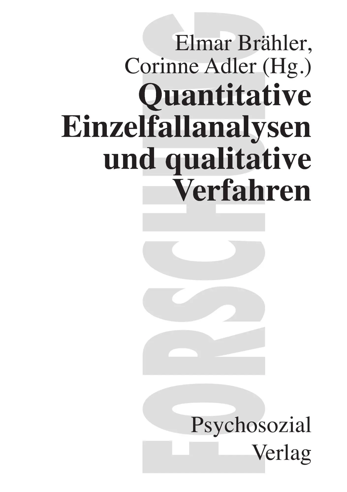 Cover: 9783930096404 | Quantitative Einzelfallanalysen und qualitative Verfahren | Buch