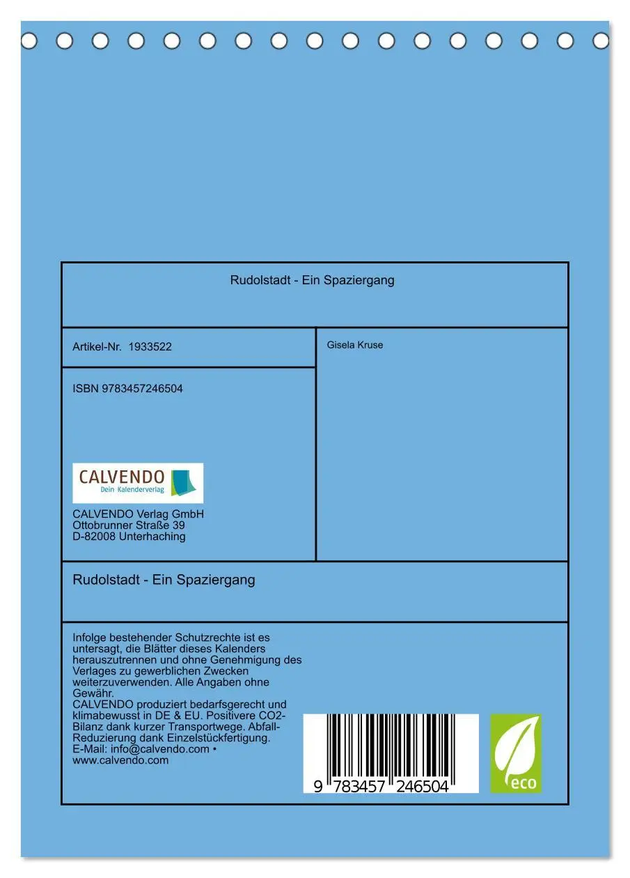 Bild: 9783457246504 | Rudolstadt - Ein Spaziergang (Tischkalender 2026 DIN A5 hoch),...