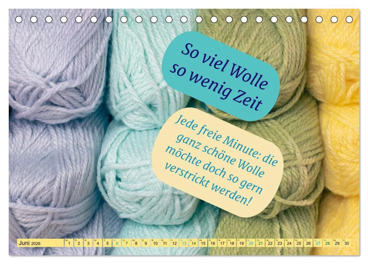 Bild: 9783457556504 | WOLLE Stricken ist eine Passion (Tischkalender 2026 DIN A5 quer),...