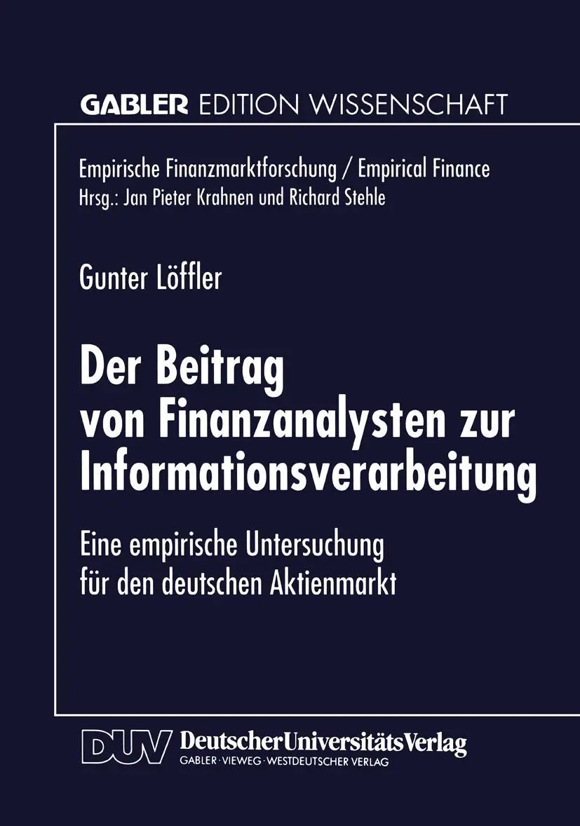 Cover: 9783824466504 | Der Beitrag von Finanzanalysten zur Informationsverarbeitung | Löffler