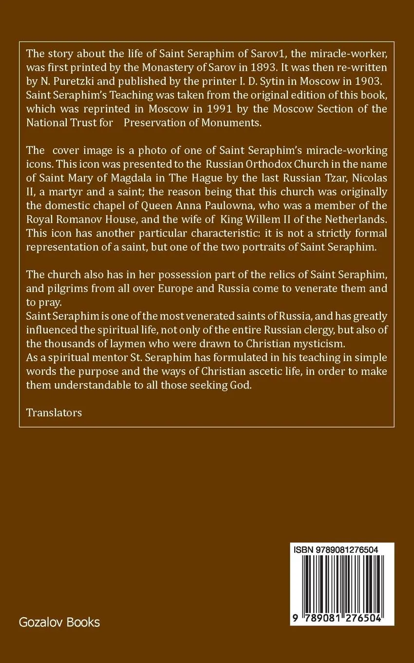Rückseite: 9789081276504 | Life and Teaching of Saint Seraphim of Sarov | Sarov (u. a.) | Buch
