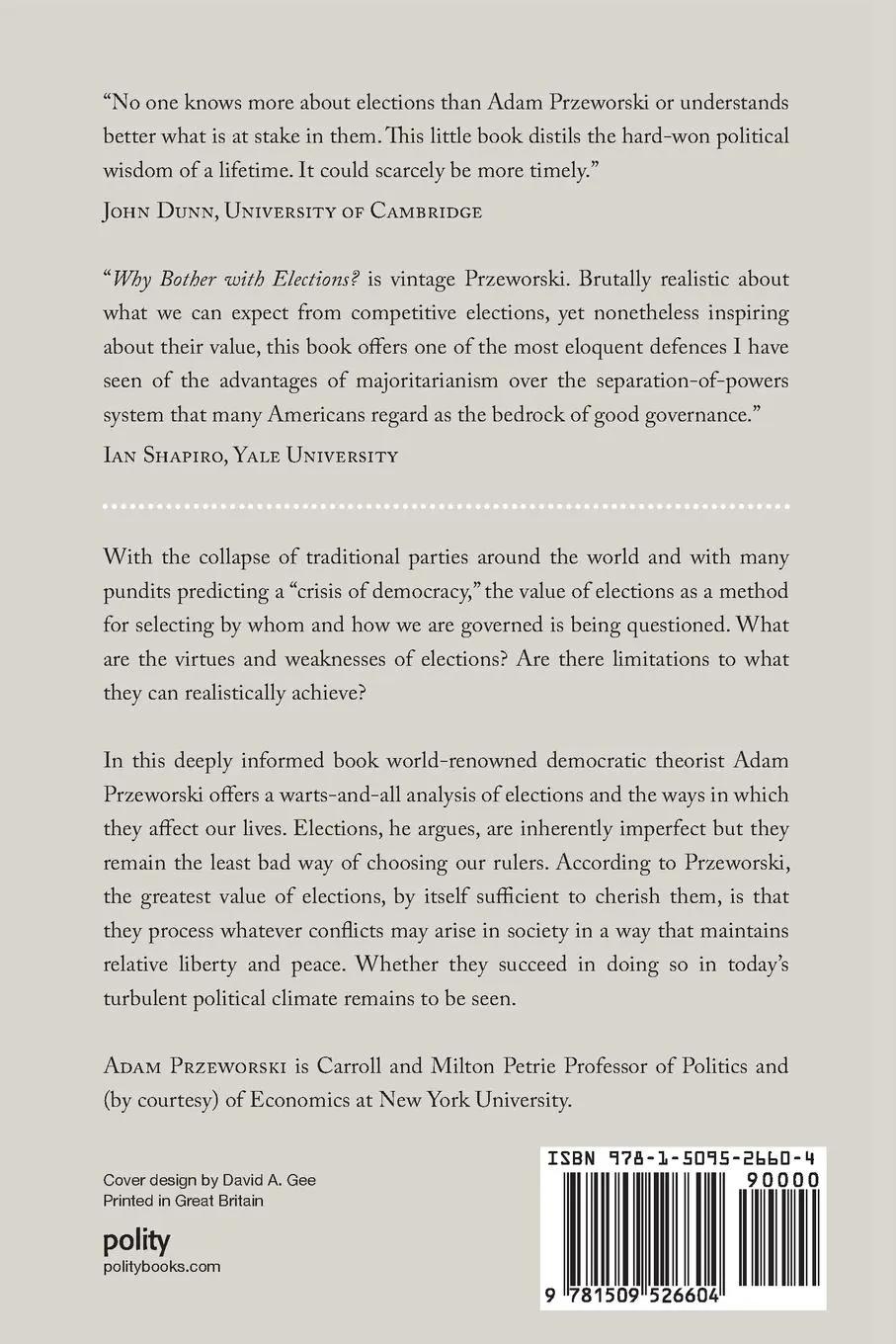 Rückseite: 9781509526604 | Why Bother with Elections? | Adam Przeworski | Taschenbuch | 210 S.
