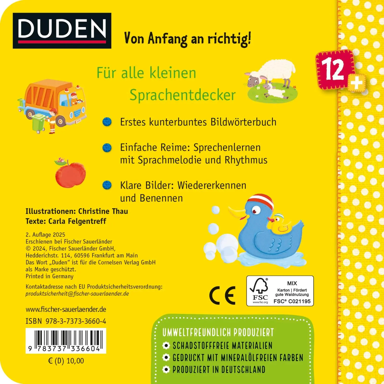 Rückseite: 9783737336604 | Duden 12+: Babys erstes Bildwörterbuch | Carla Felgentreff | Buch