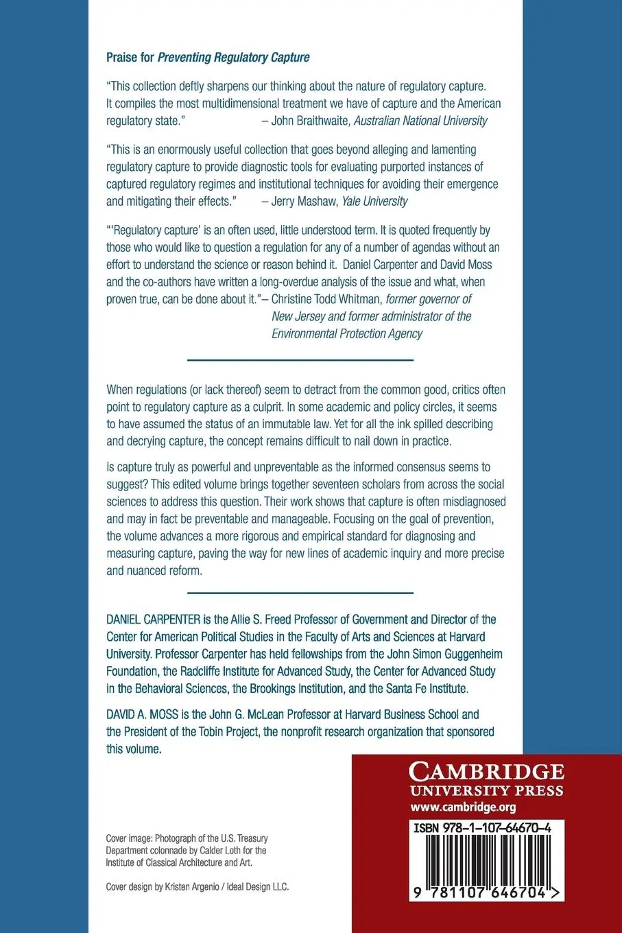 Rückseite: 9781107646704 | Preventing Regulatory Capture | Daniel Carpenter (u. a.) | Taschenbuch