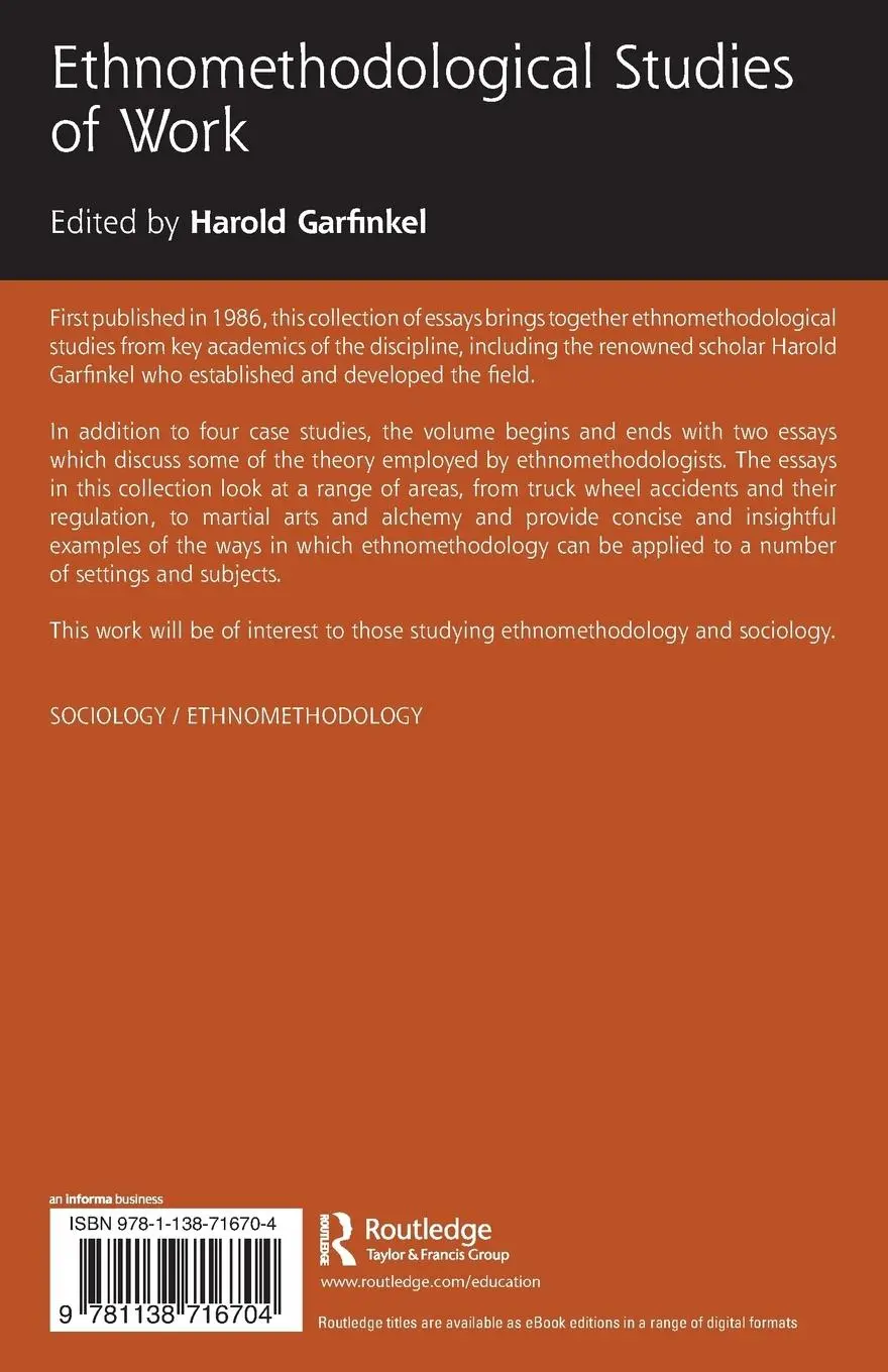 Rückseite: 9781138716704 | Routledge Revivals | Ethnomethodological Studies of Work (1986) | Buch