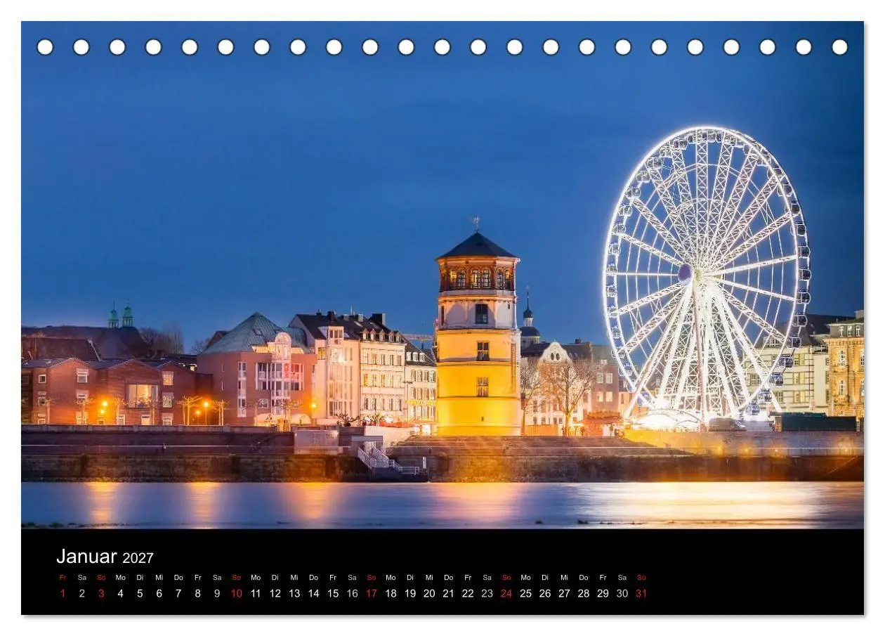 Bild: 9783594086704 | Düsseldorf bei Nacht (Tischkalender 2027 DIN A5 quer), CALVENDO...