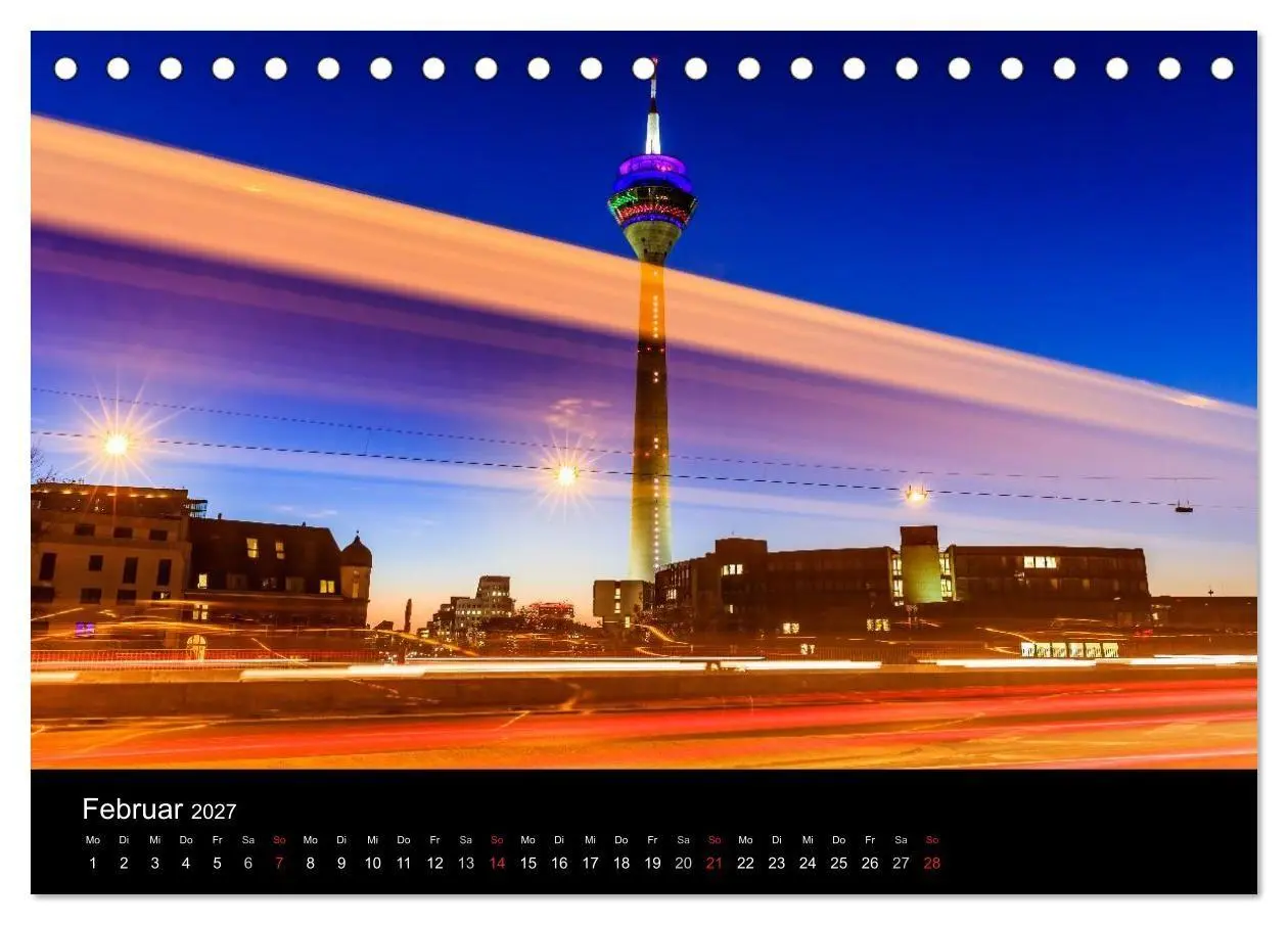 Bild: 9783594086704 | Düsseldorf bei Nacht (Tischkalender 2027 DIN A5 quer), CALVENDO...