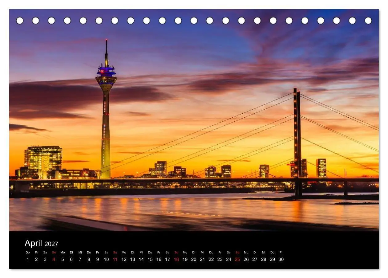 Bild: 9783594086704 | Düsseldorf bei Nacht (Tischkalender 2027 DIN A5 quer), CALVENDO...