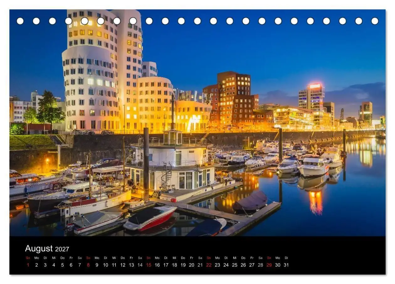 Bild: 9783594086704 | Düsseldorf bei Nacht (Tischkalender 2027 DIN A5 quer), CALVENDO...
