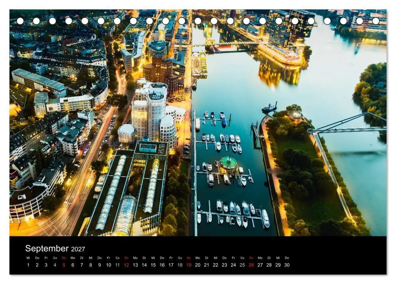 Bild: 9783594086704 | Düsseldorf bei Nacht (Tischkalender 2027 DIN A5 quer), CALVENDO...
