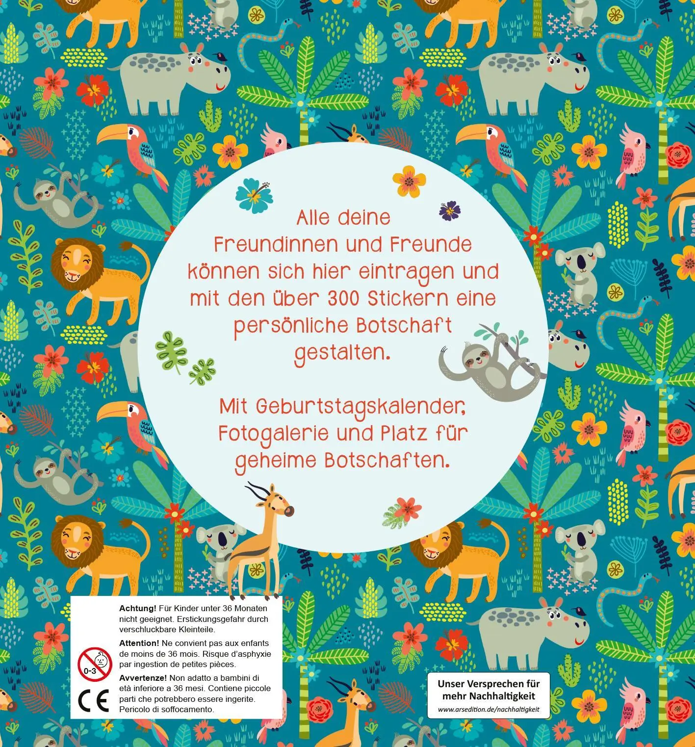 Rückseite: 4014489136804 | Alle meine Freunde - Dschungel Mit über 300 Stickern | Buch | 64 S.