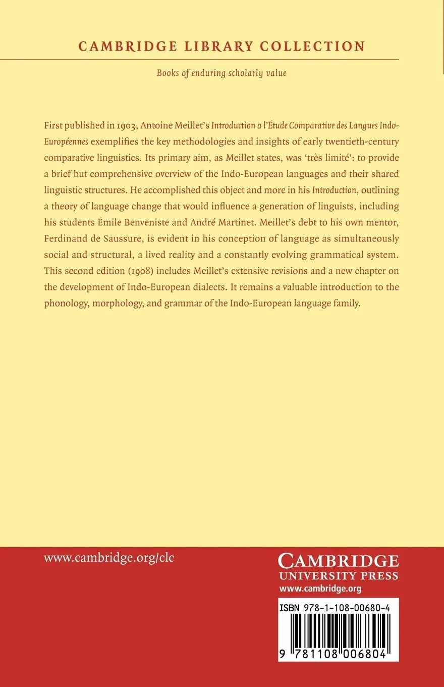 Rückseite: 9781108006804 | Introduction A L'Etude Comparative Des Langues Indo-Europeennes | Buch