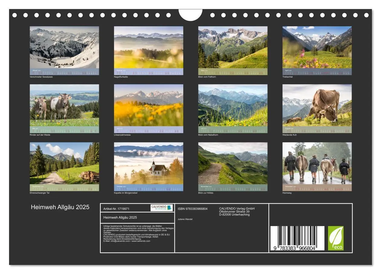 Bild: 9783383966804 | Heimweh Allgäu 2025 (Wandkalender 2025 DIN A4 quer), CALVENDO...