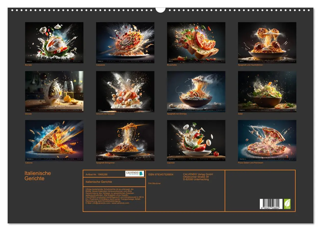 Bild: 9783457526804 | Italienische Gerichte (Wandkalender 2026 DIN A2 quer), CALVENDO...