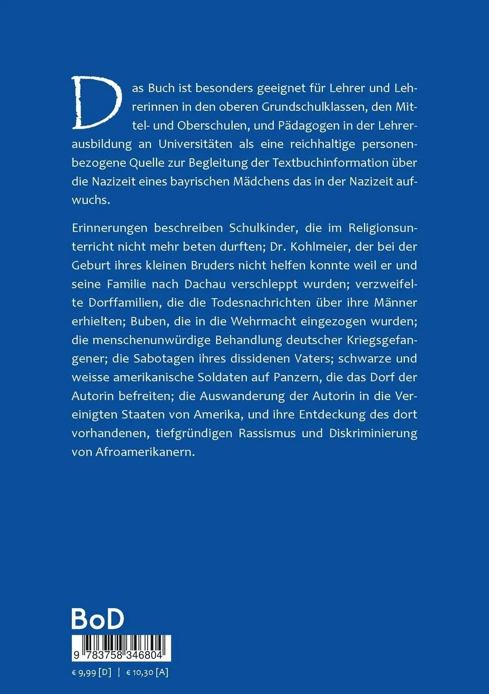 Rückseite: 9783758346804 | Erlebnisse eines Bayrischen Mädchens | Toni Fuss Kirkwood-Tucker