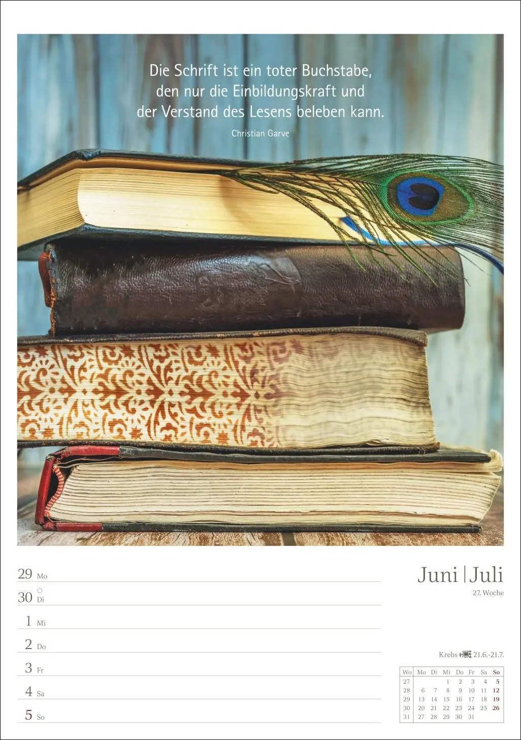 Bild: 9783840036804 | Leben mit Büchern Wochenplaner 2026 - 53 Blatt mit Weisheit der...