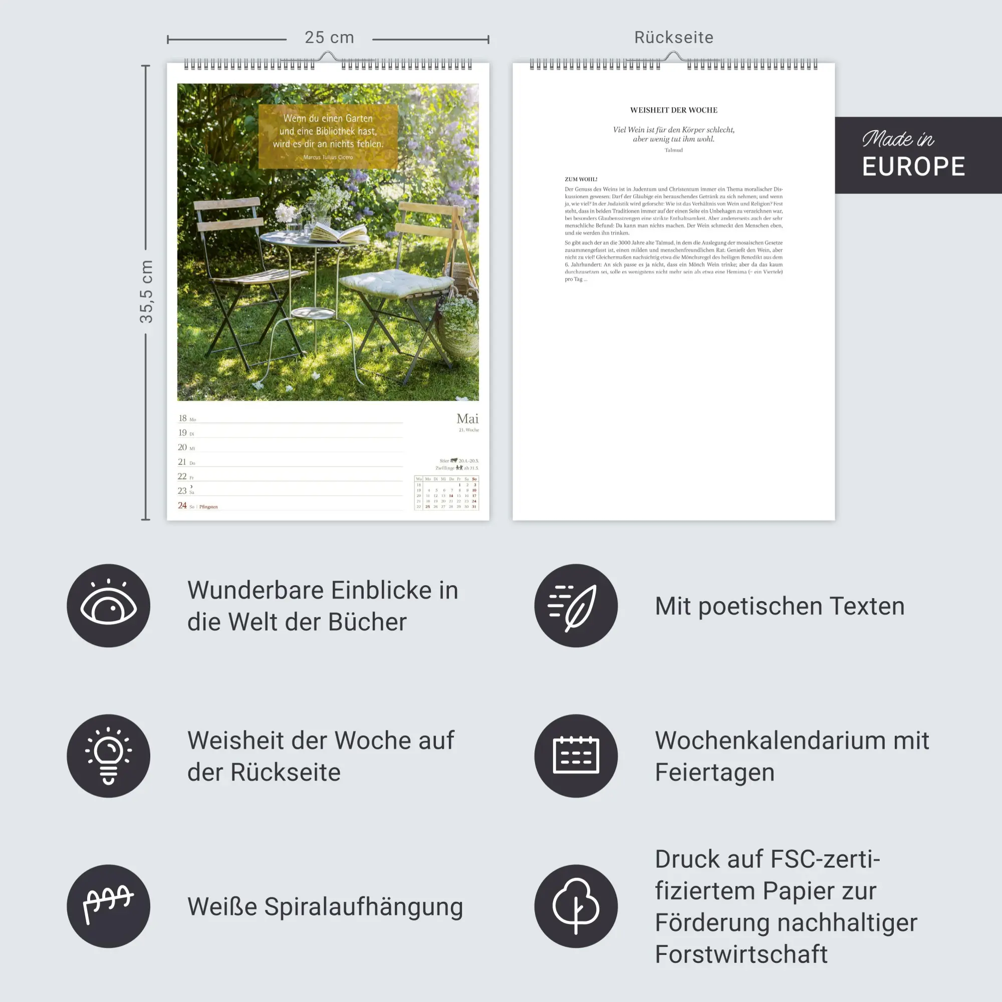 Bild: 9783840036804 | Leben mit Büchern Wochenplaner 2026 - 53 Blatt mit Weisheit der...