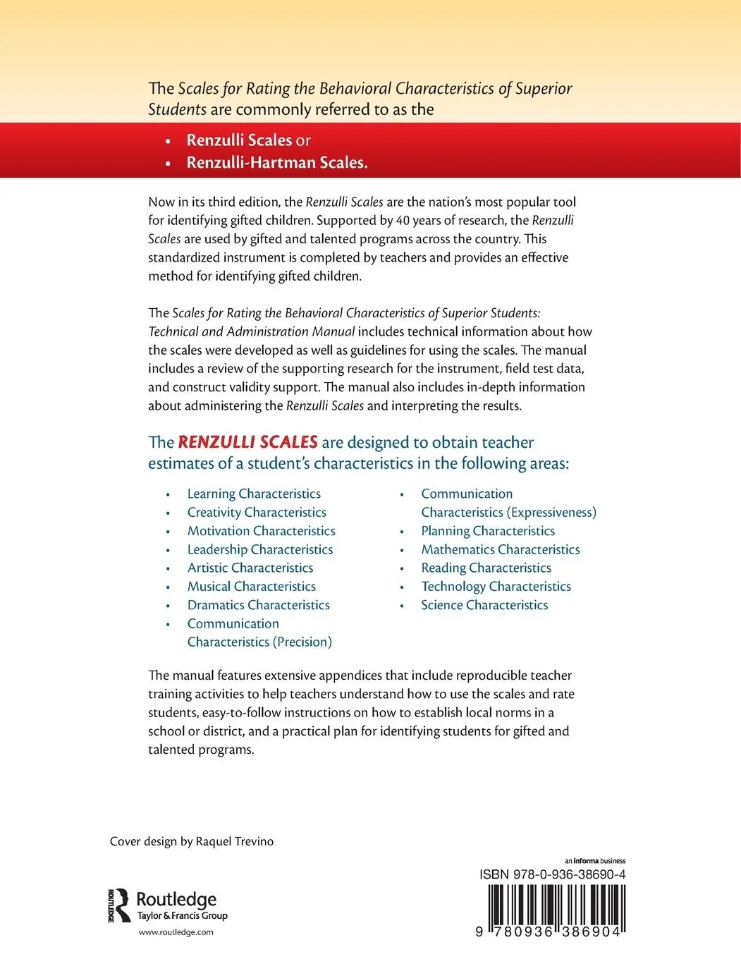 Rückseite: 9780936386904 | Scales for Rating the Behavioral Characteristics of Superior Students