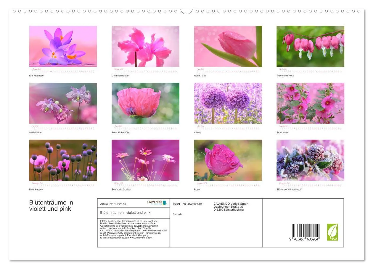 Bild: 9783457686904 | Blütenträume in violett und pink (hochwertiger Premium Wandkalender...