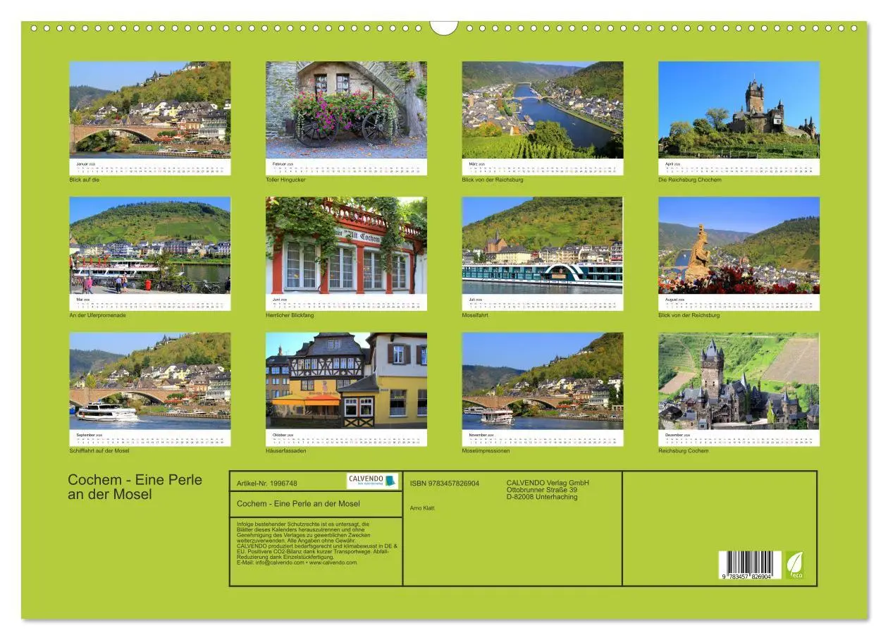 Bild: 9783457826904 | Cochem - Eine Perle an der Mosel (Wandkalender 2026 DIN A2 quer),...