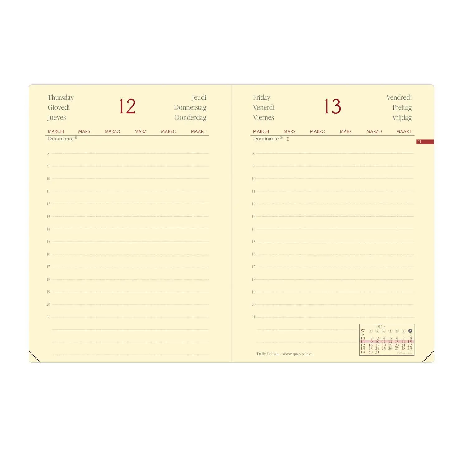 Bild: 3371010487004 | DAILY POCKET VZ Silk rot 2026 | Kalender im Taschenformat | Quo Vadis