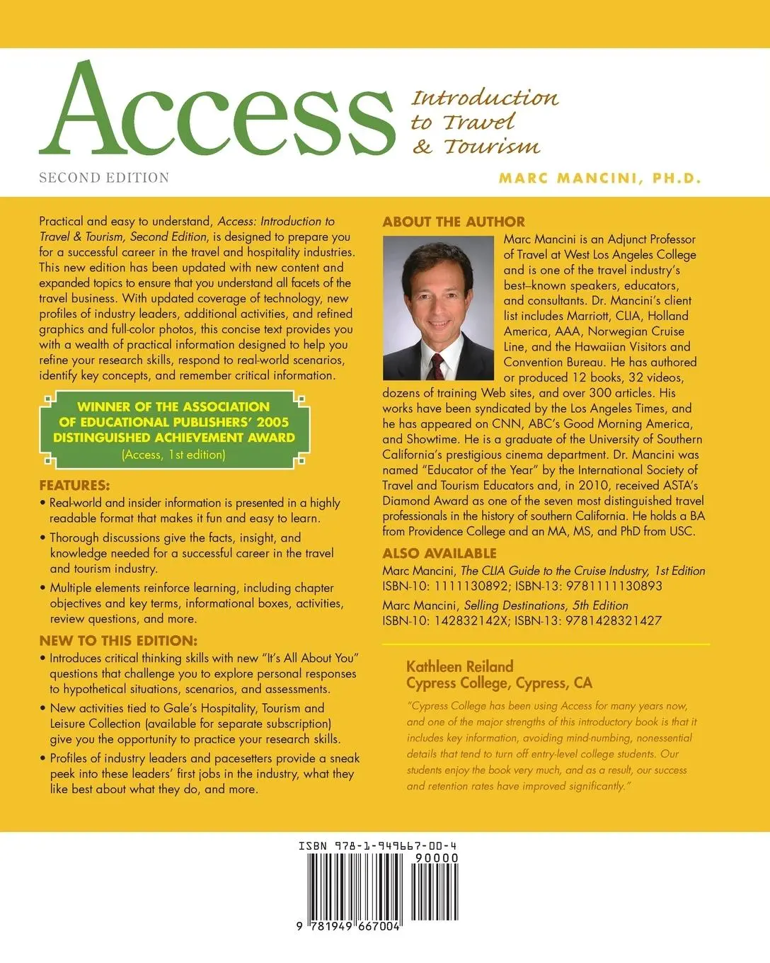 Rückseite: 9781949667004 | Access | Introduction to Travel &amp; Tourism | Marc Mancini | Taschenbuch