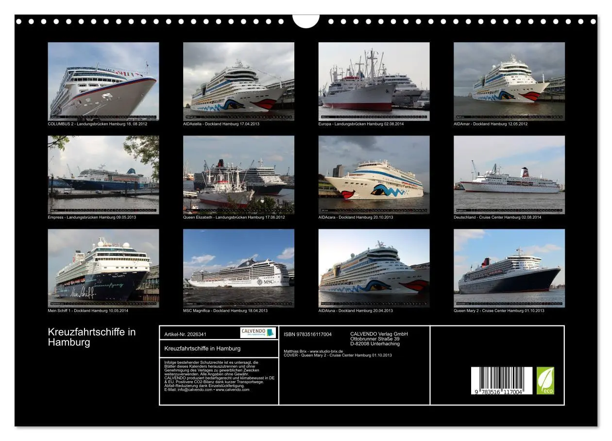 Bild: 9783516117004 | Kreuzfahrtschiffe in Hamburg (Wandkalender 2026 DIN A3 quer),...
