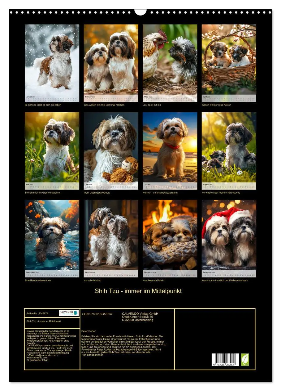 Bild: 9783516287004 | Shih Tzu - immer im Mittelpunkt (Wandkalender 2026 DIN A2 hoch),...