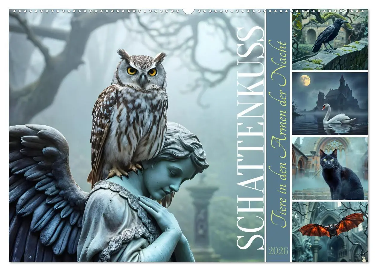 Cover: 9783457257104 | Schattenkuss - Tiere in den Armen der Nacht (Wandkalender 2026 DIN...